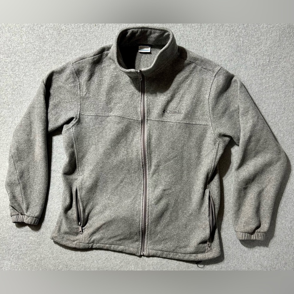 Columbia Fleece Jacket Men’s Size XL Gray Full Zipper Zipped Pockets
